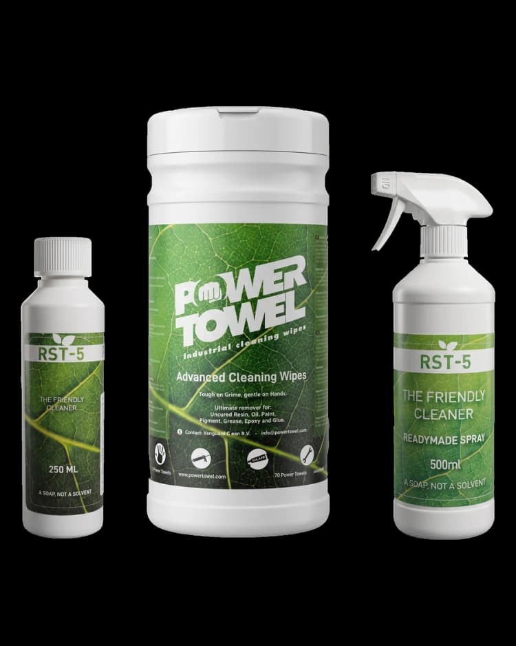 Balení RST-5: koncentrát 250 ml, čisticí ubrousky Power Towel a hotový sprej 500 ml